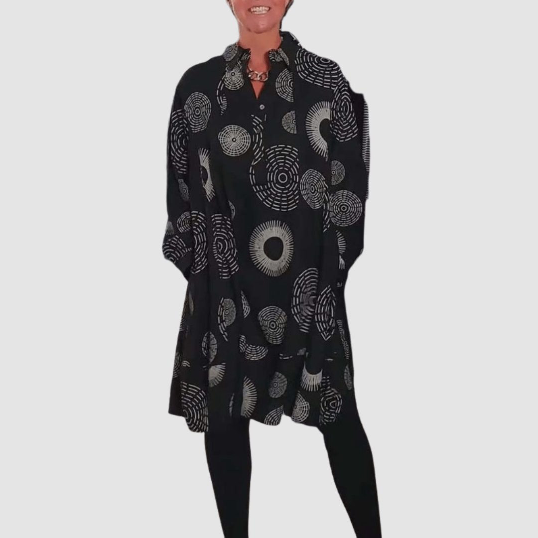 Haydie | Casual Lapel Dress With Geometric Print