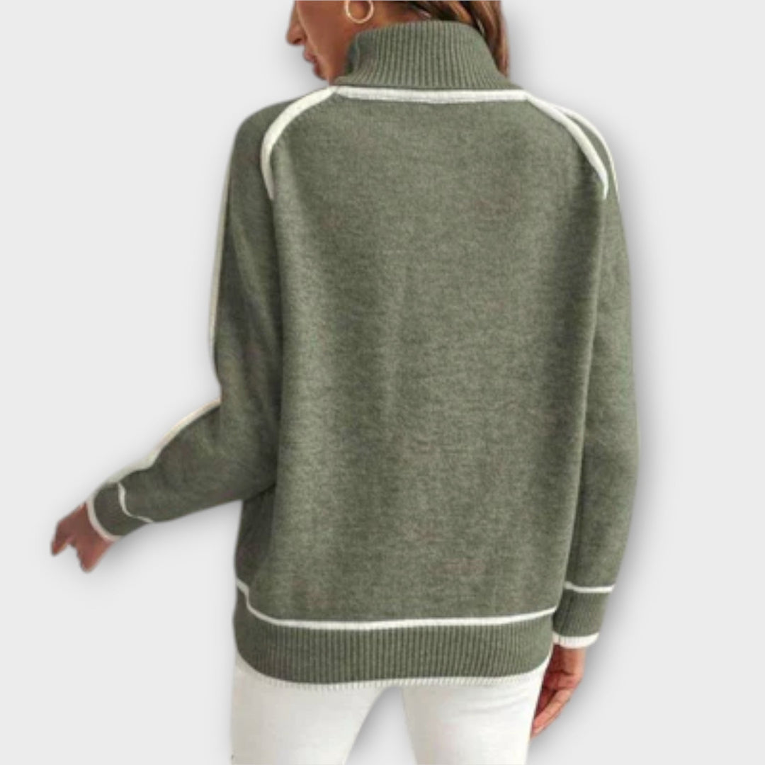 Christine | Luxurious Olive Green Knit Sweater