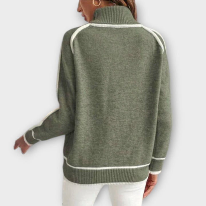 Christine | Luxurious Olive Green Knit Sweater