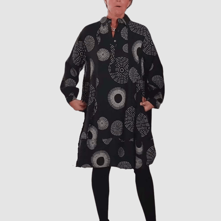 Haydie | Casual Lapel Dress With Geometric Print