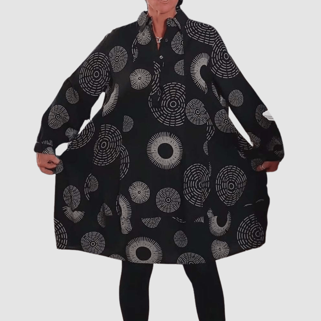 Haydie | Casual Lapel Dress With Geometric Print