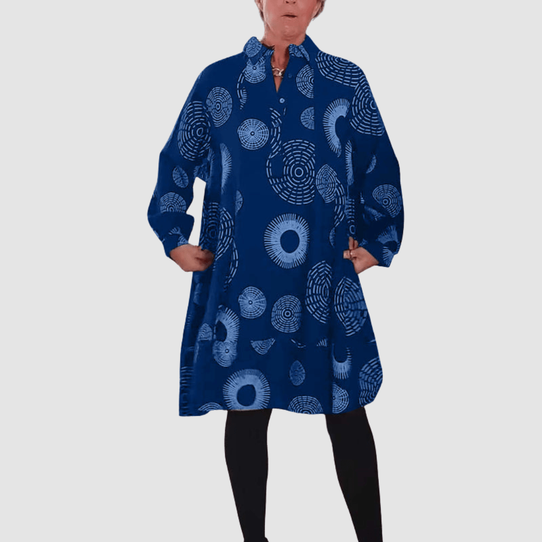 Haydie | Casual Lapel Dress With Geometric Print