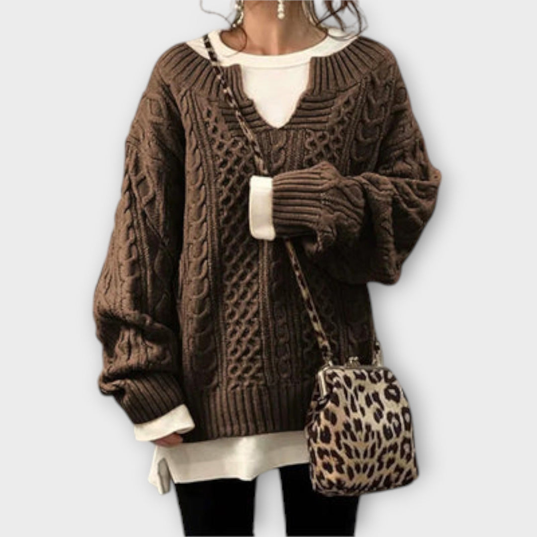 Julia | Oversized Knit Sweater with Cable Pattern