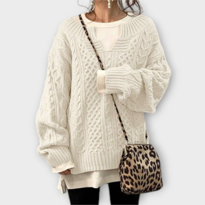 Julia | Oversized Knit Sweater with Cable Pattern