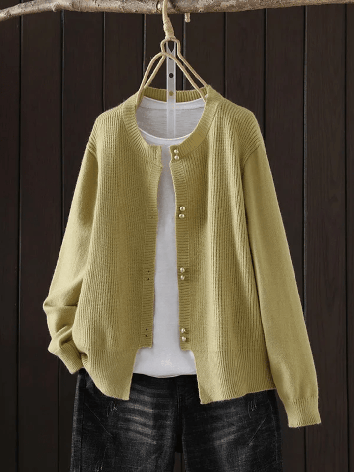 Elara | Pearl Button Cardigan