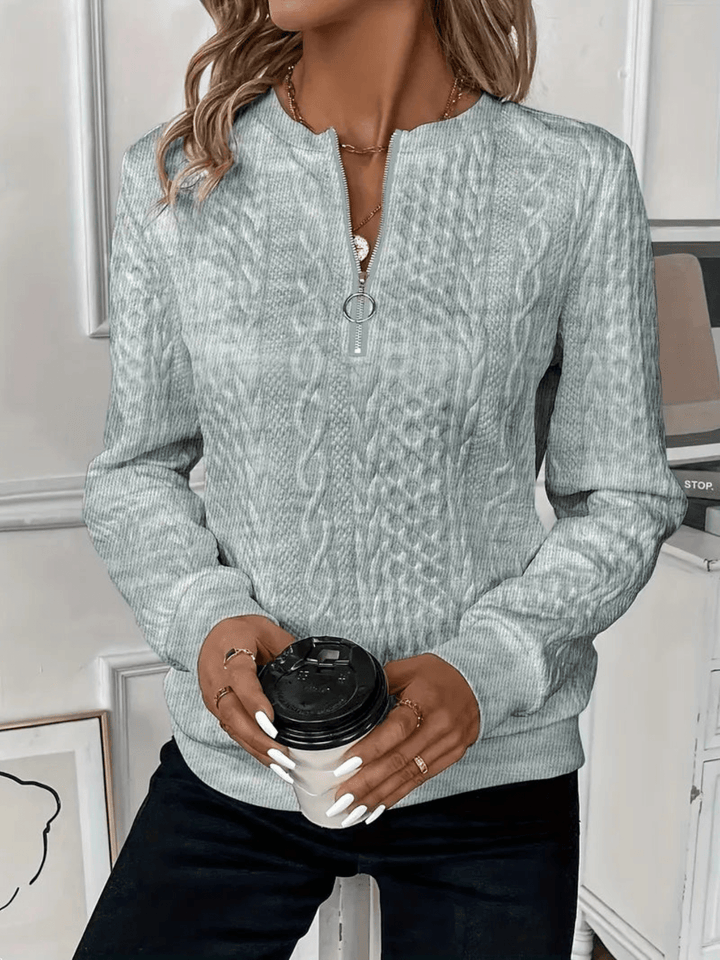 Amalie | Ladies' zip-up cable knit jumper