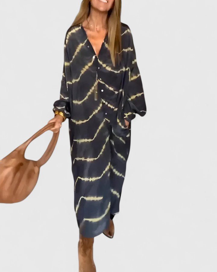 Amelie™ | Elegant Boho Striped Maxi Dress - Barbara & Late Benjamin