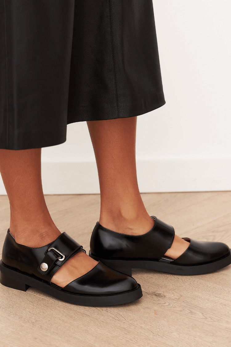 Angela | Black Buckle Loafers - Barbara benjamin new york