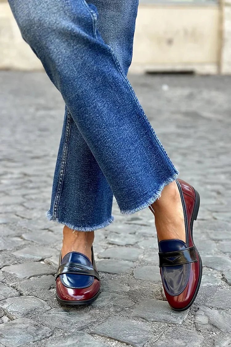 Antonia | Shiny Tricolor Loafer - Barbara benjamin new york