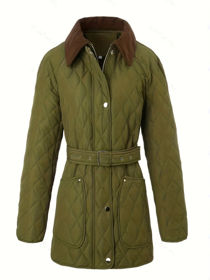 Avery Olive Green Quilted Jacket with Belt - Barbara & Late Benjamin