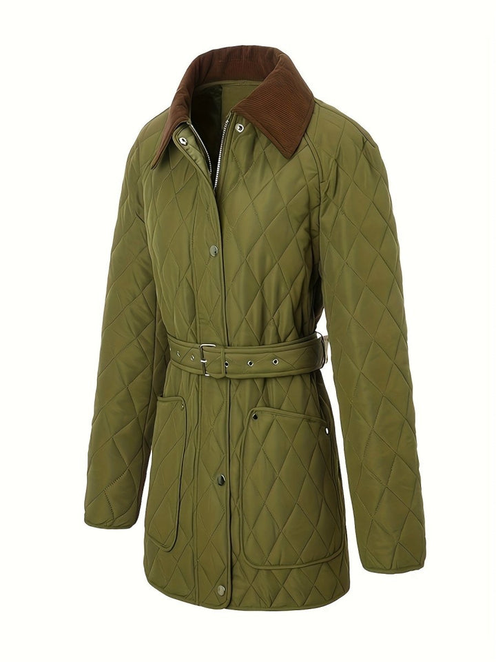Avery Olive Green Quilted Jacket with Belt - Barbara & Late Benjamin