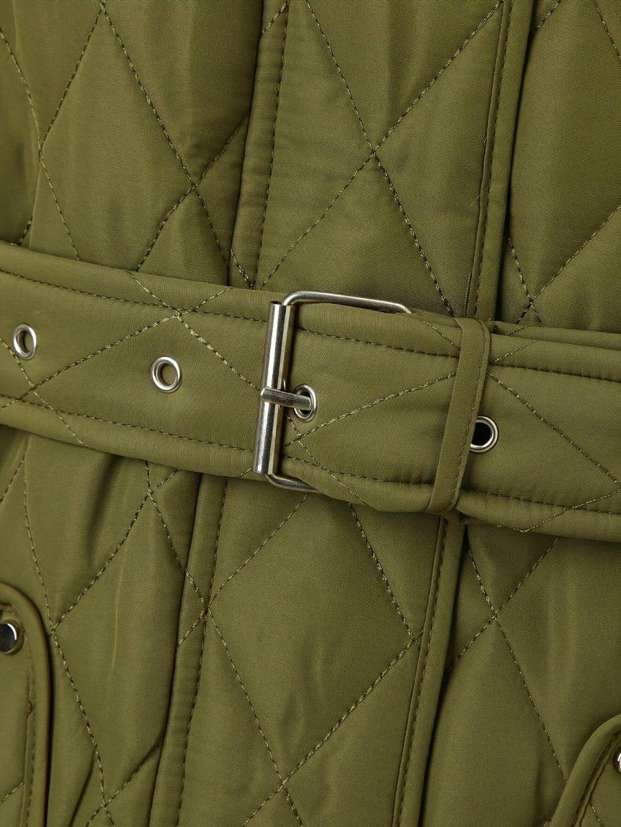 Avery Olive Green Quilted Jacket with Belt - Barbara & Late Benjamin