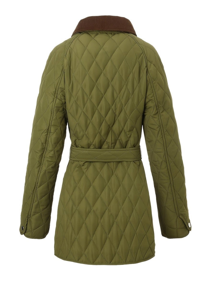 Avery Olive Green Quilted Jacket with Belt - Barbara & Late Benjamin
