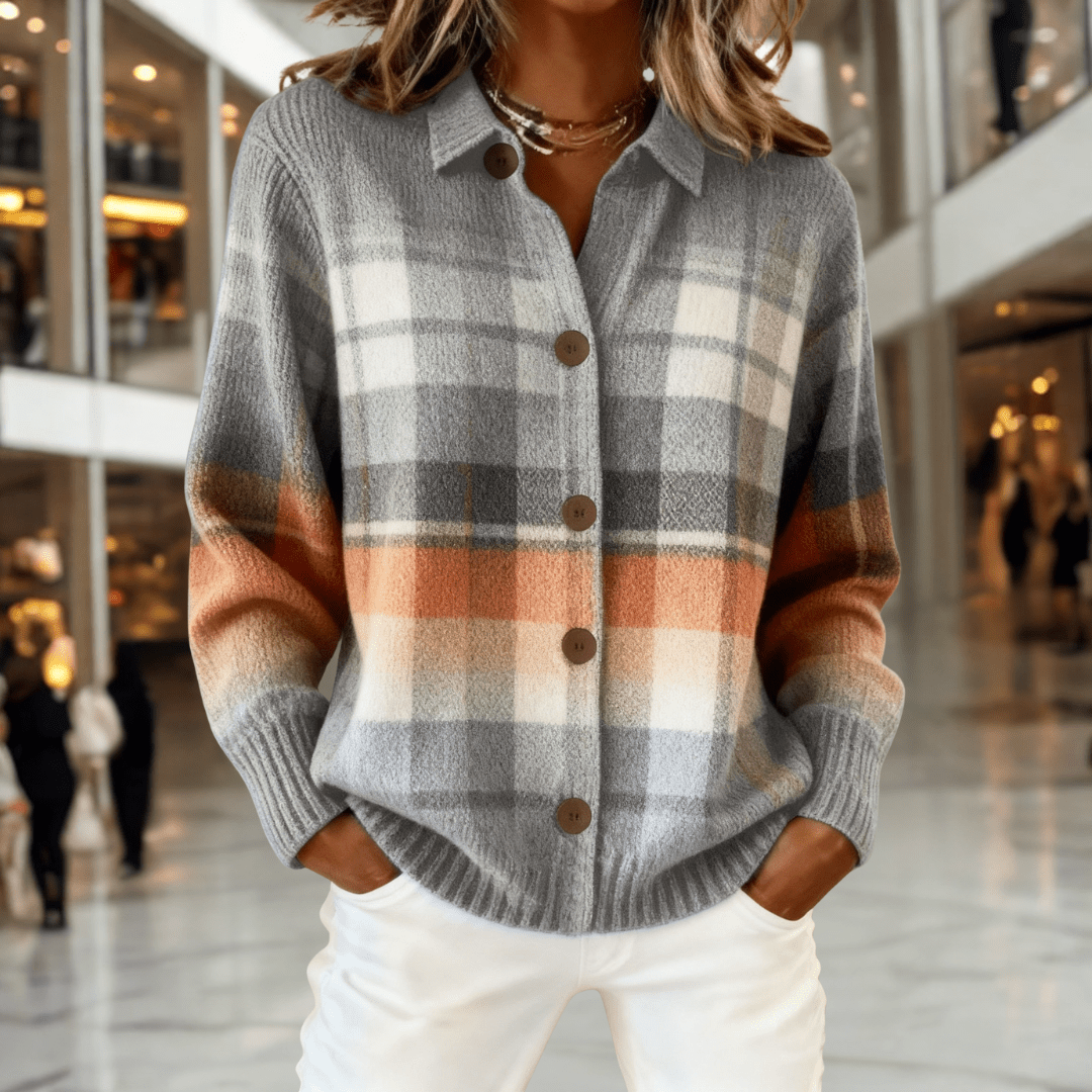 Avery™ - Vintage Plaid Cardigan - Barbara benjamin new york