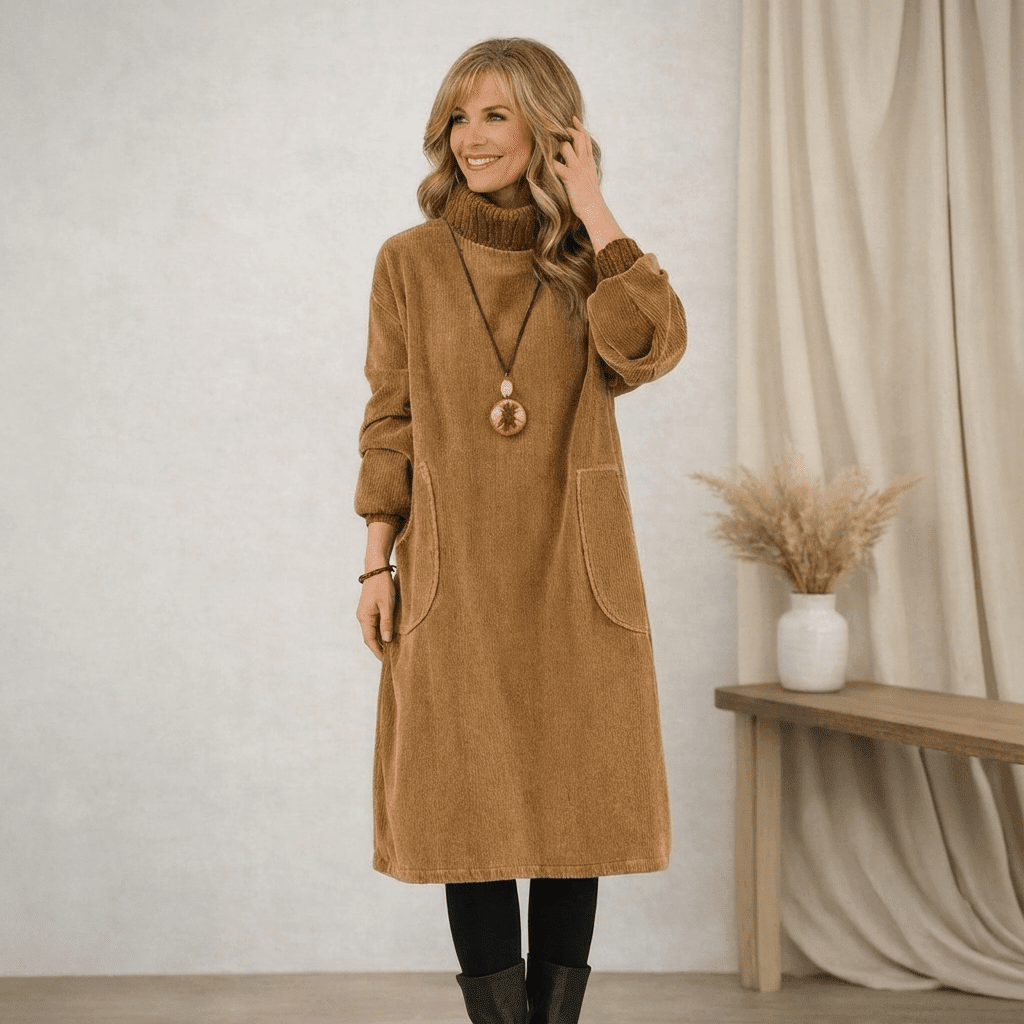 Barbara | Cozy Turtleneck Midi Dress - Barbara & Late Benjamin