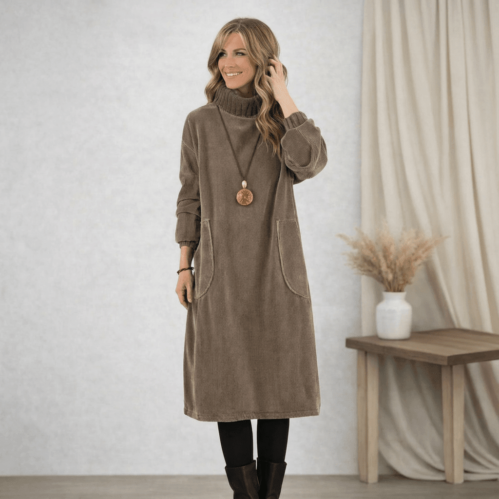 Barbara | Cozy Turtleneck Midi Dress - Barbara & Late Benjamin