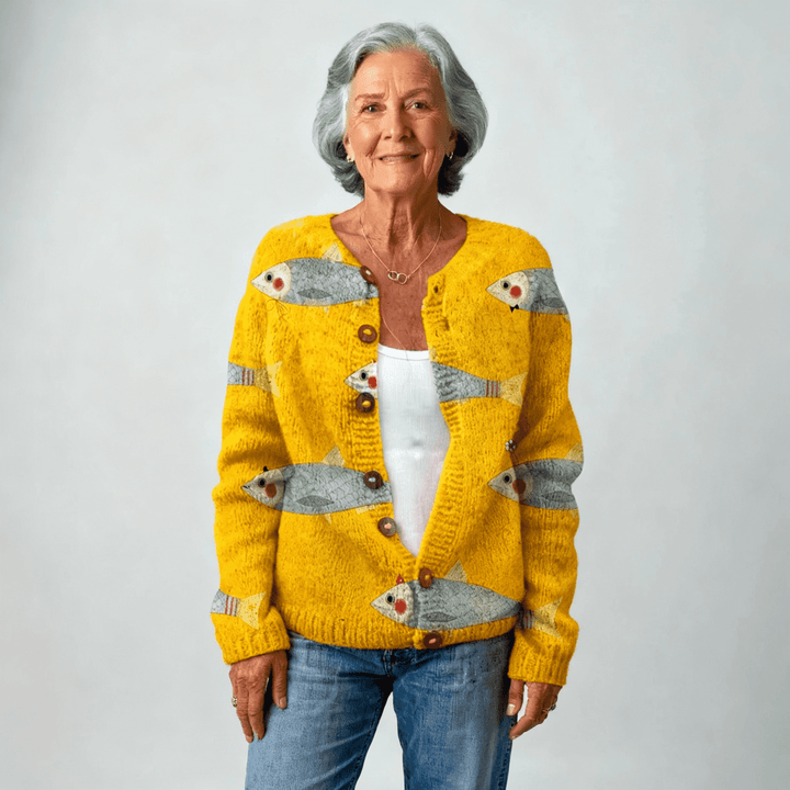 Bella | Sardines Art Cardigan - Barbara benjamin new york