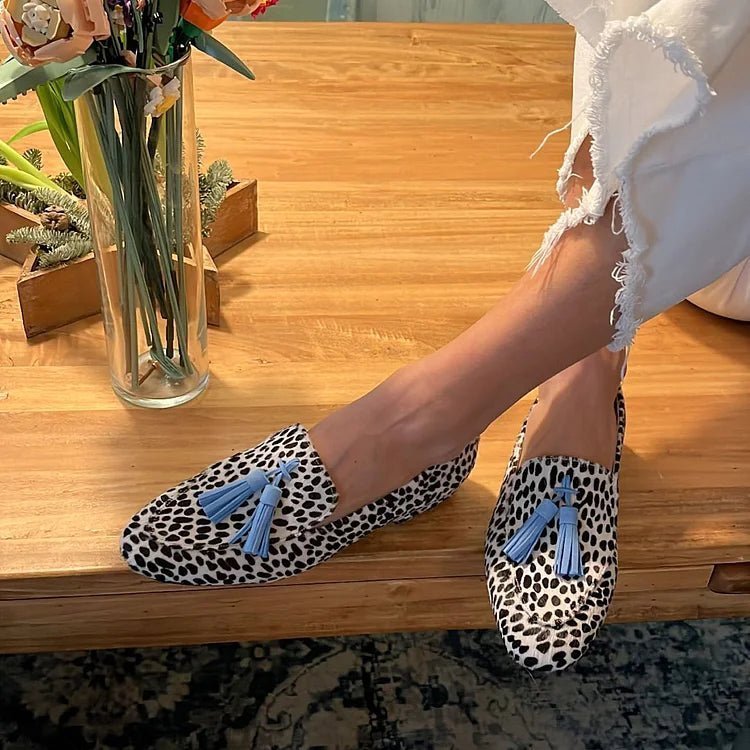 Bianca | Spotted Loafers With Blue Tassel - Barbara benjamin new york