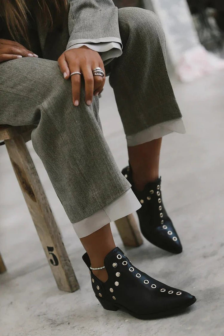 Brenda | Pointed Studded Ankle Boot - Barbara benjamin new york