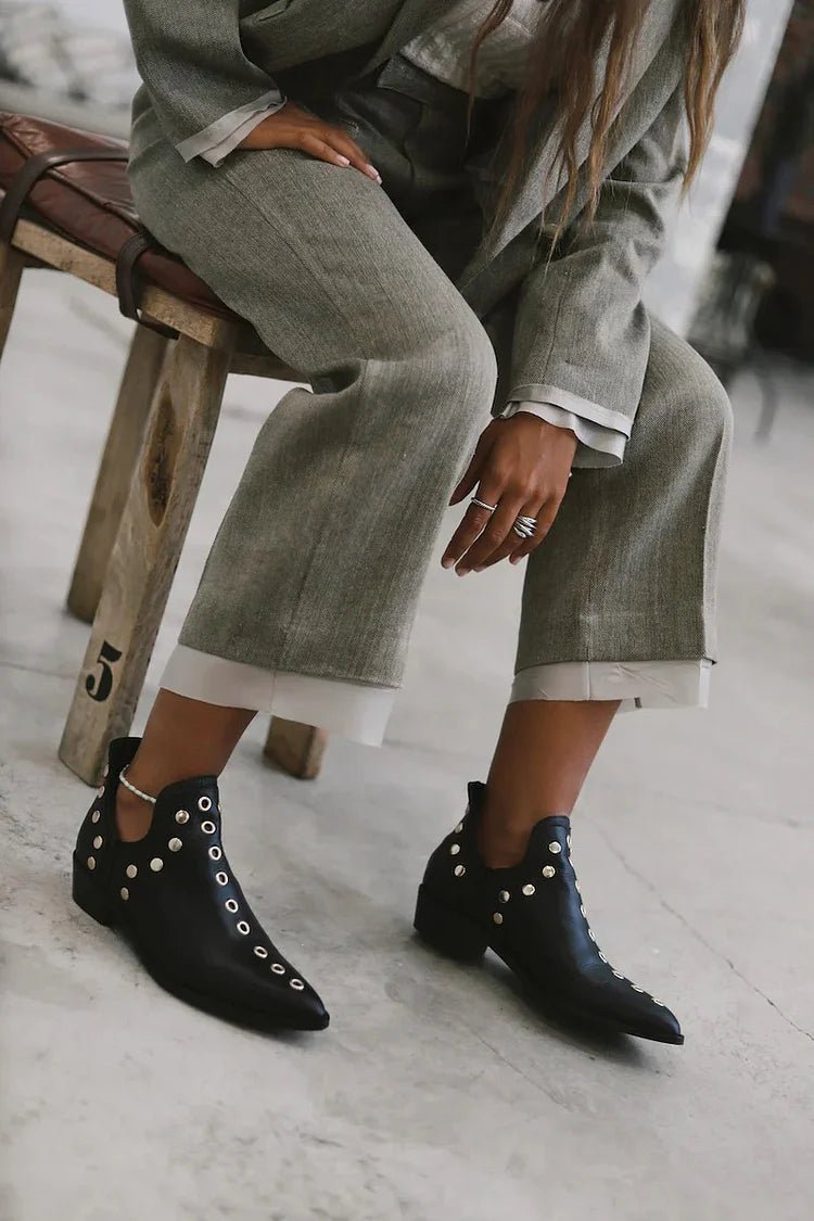 Brenda | Pointed Studded Ankle Boot - Barbara benjamin new york
