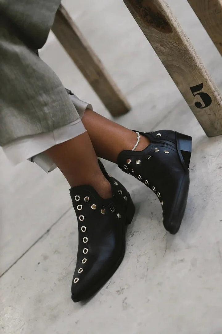 Brenda | Pointed Studded Ankle Boot - Barbara benjamin new york