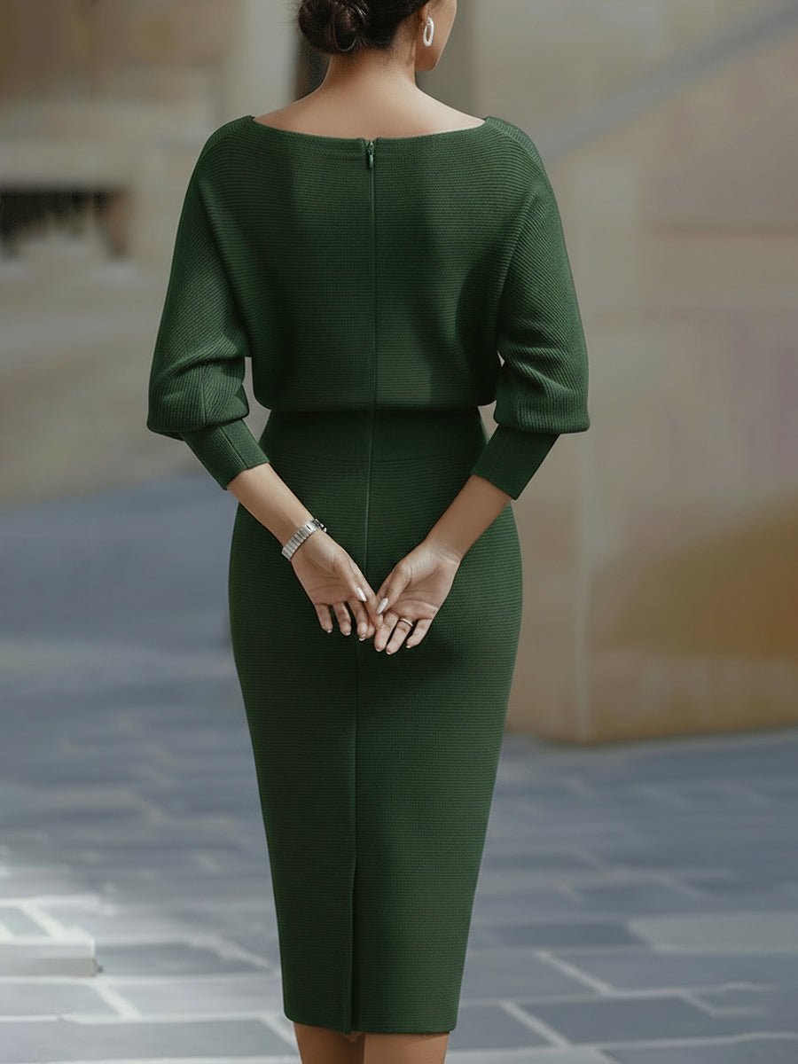 Brielle | Draped Elegant Midi Dress - Barbara & Late Benjamin