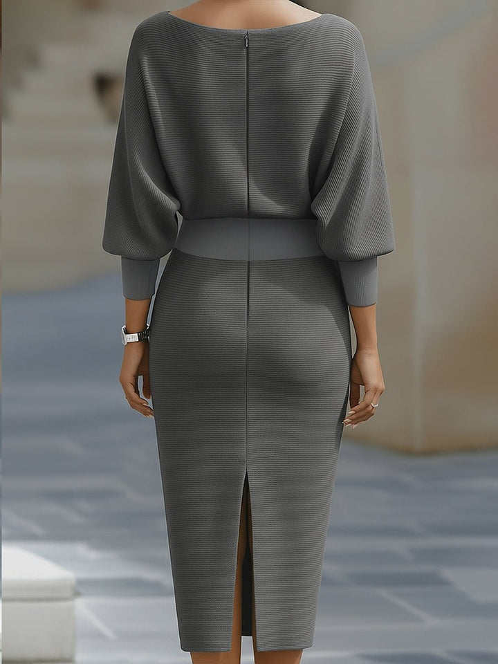 Brielle | Draped Elegant Midi Dress - Barbara & Late Benjamin