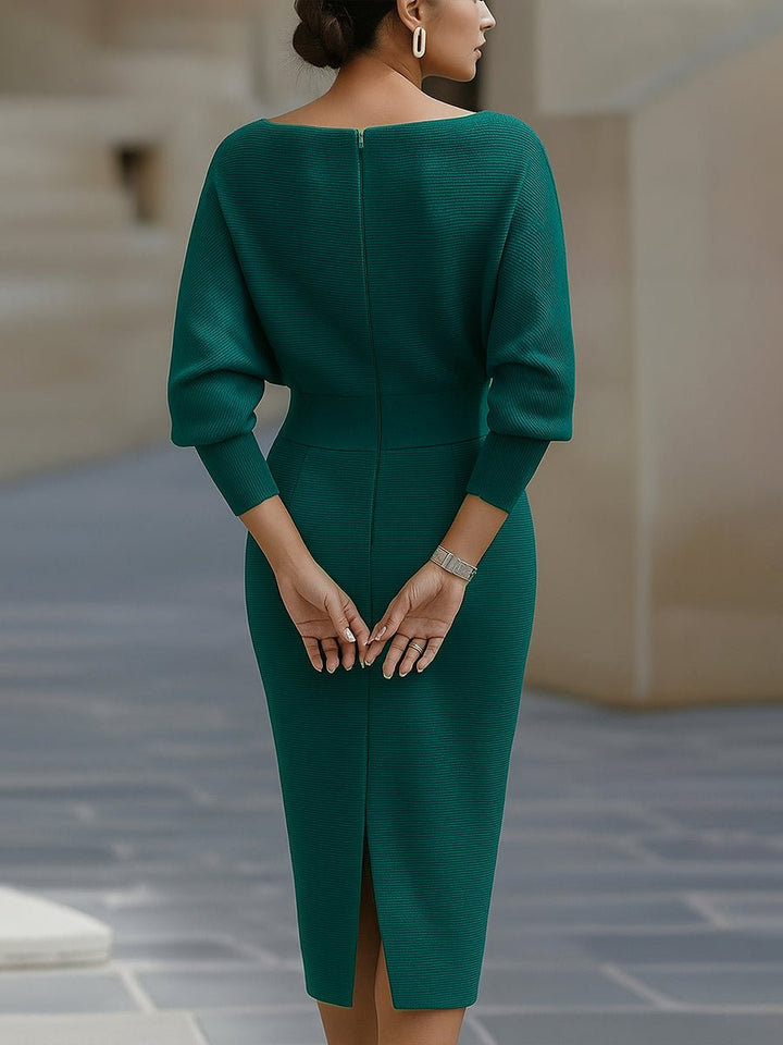 Brielle | Draped Elegant Midi Dress - Barbara & Late Benjamin