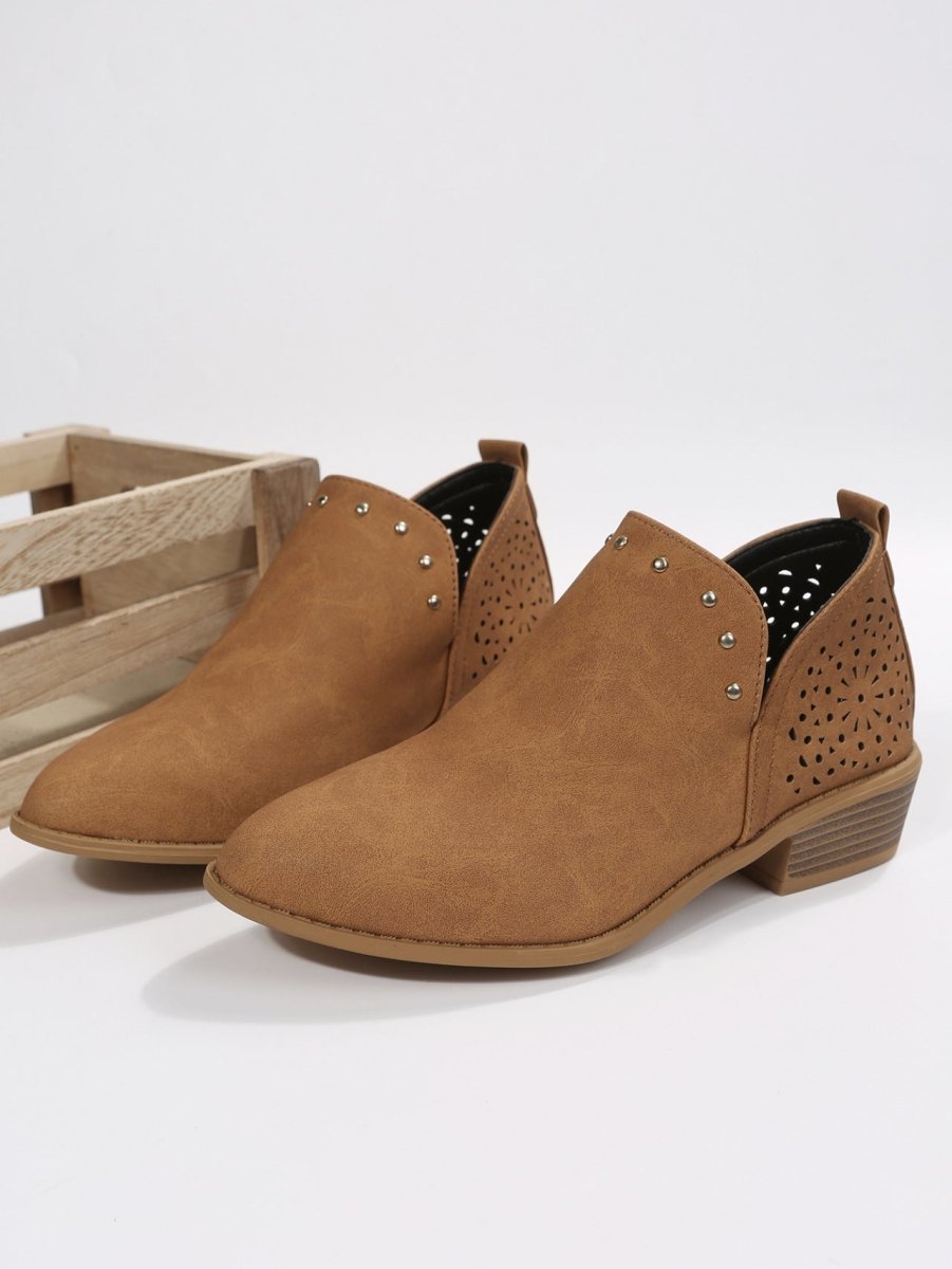 Caitlin | Low Cut Perforated Ankle Boot - Barbara benjamin new york