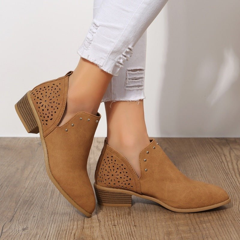 Caitlin | Low Cut Perforated Ankle Boot - Barbara benjamin new york