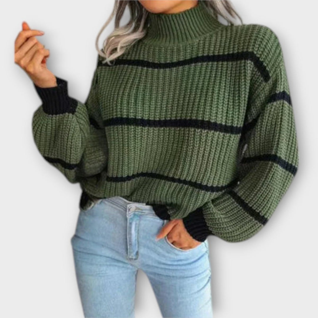 Chavala | Turtleneck Sweater with Stripes - Barbara benjamin new york