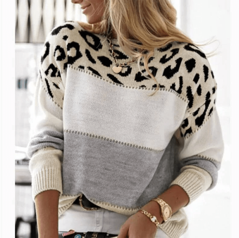 Cheyenne | Casual Sweater with Leopard Design - Barbara benjamin new york