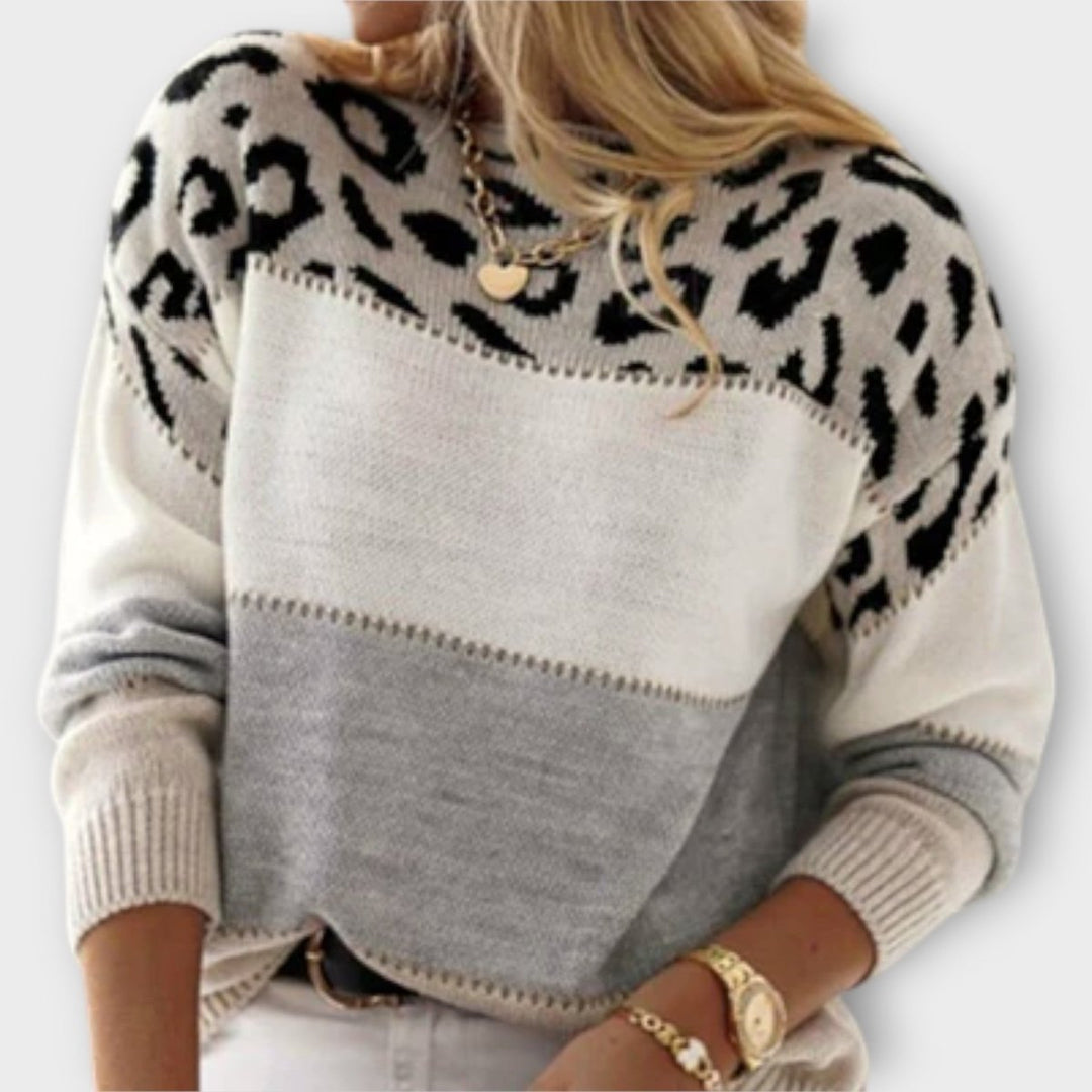 Cheyenne | Casual Sweater with Leopard Design - Barbara benjamin new york
