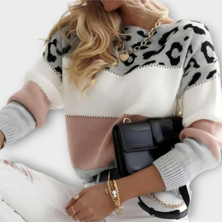 Cheyenne | Casual Sweater with Leopard Design - Barbara benjamin new york