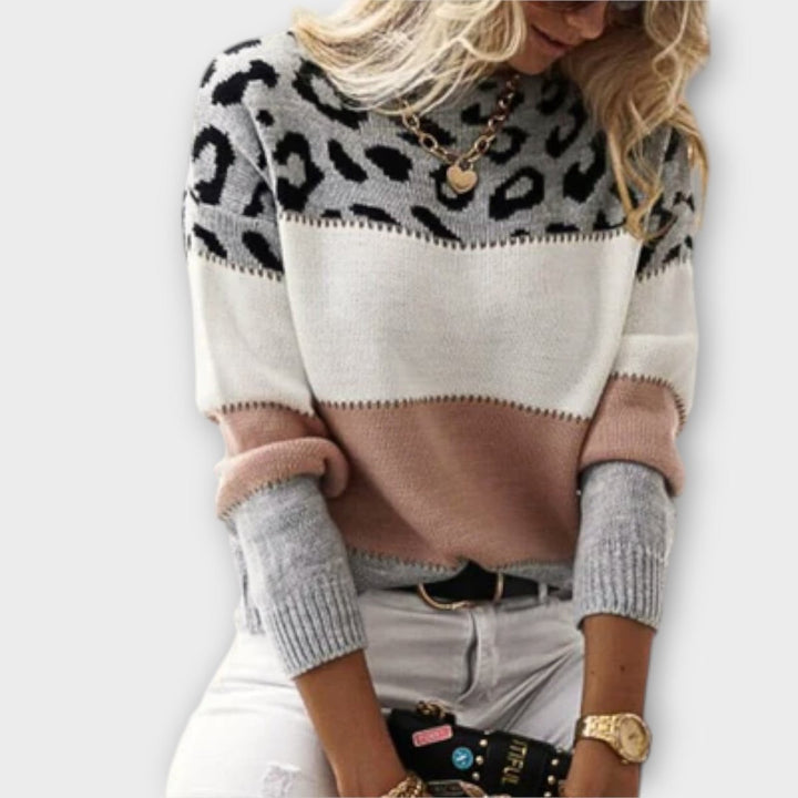Cheyenne | Casual Sweater with Leopard Design - Barbara benjamin new york