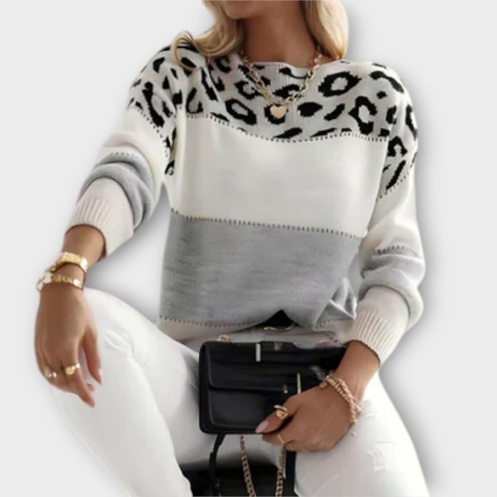 Cheyenne | Casual Sweater with Leopard Design - Barbara benjamin new york