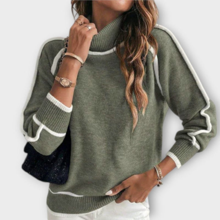Christine | Luxurious Olive Green Knit Sweater - Barbara benjamin new york