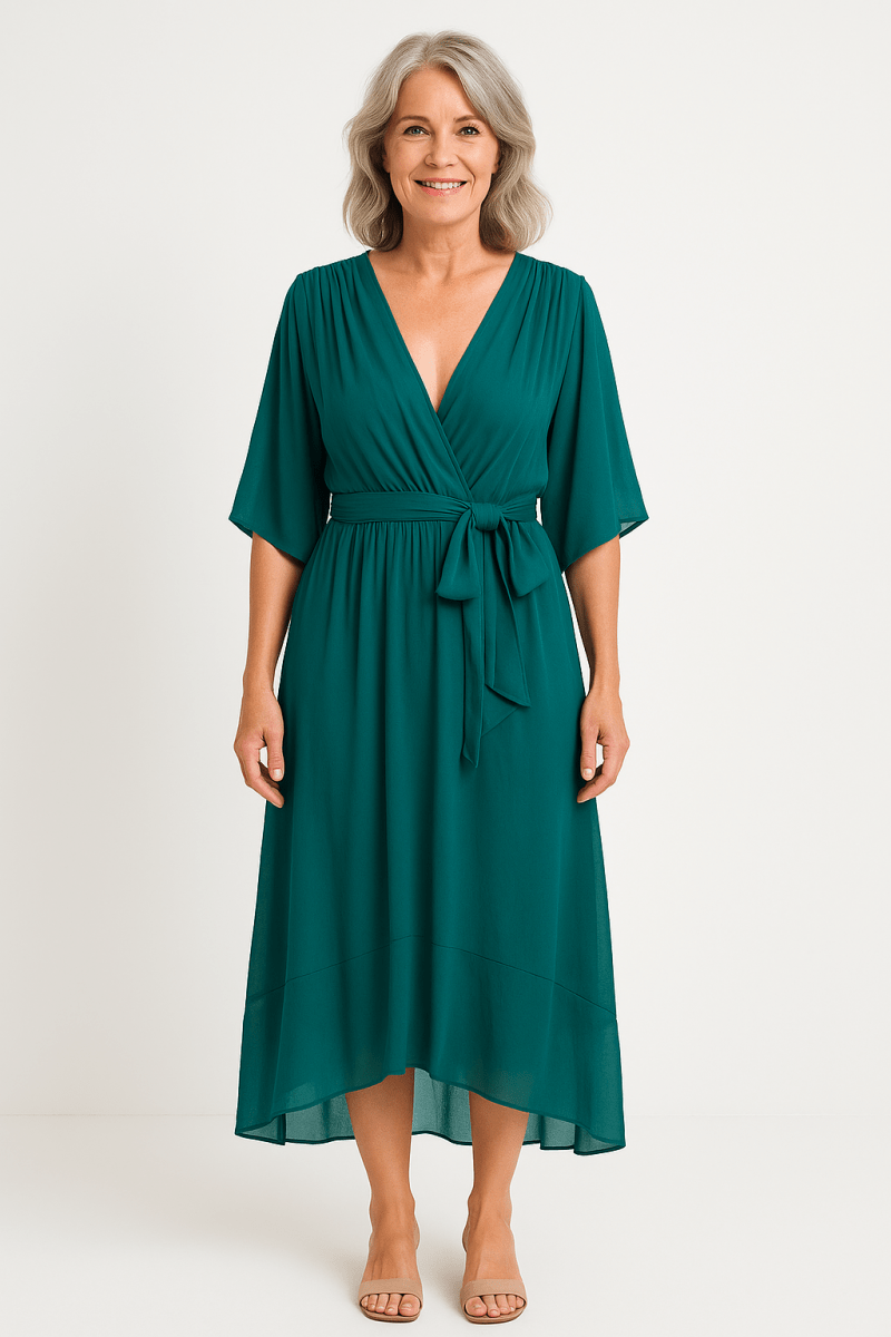 Claire™ | Tie - Waist Midi Dress - Barbara & Late Benjamin