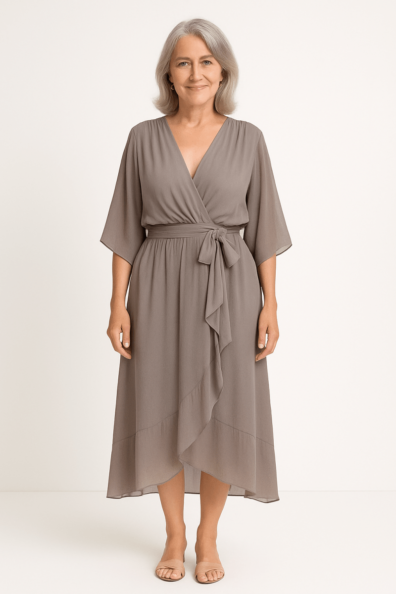 Claire™ | Tie - Waist Midi Dress - Barbara & Late Benjamin
