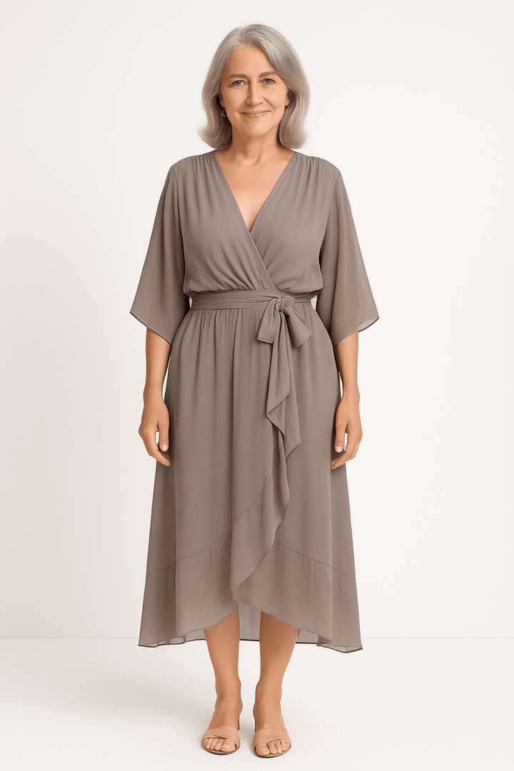 Claire™ | Tie - Waist Midi Dress - Barbara & Late Benjamin
