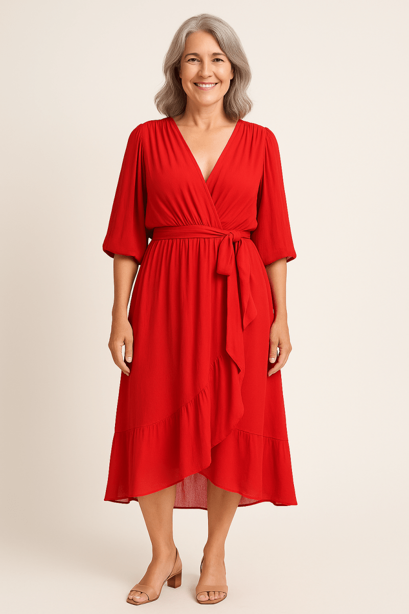 Claire™ | Tie - Waist Midi Dress - Barbara & Late Benjamin