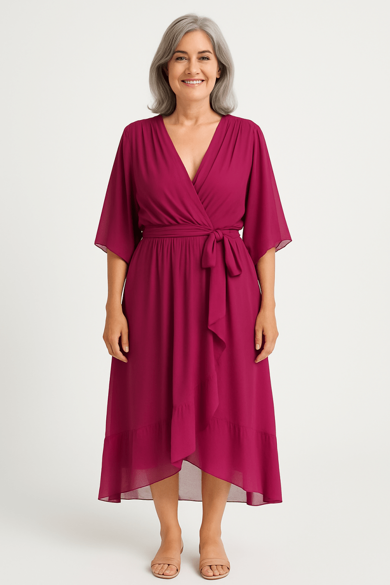 Claire™ | Tie - Waist Midi Dress - Barbara & Late Benjamin