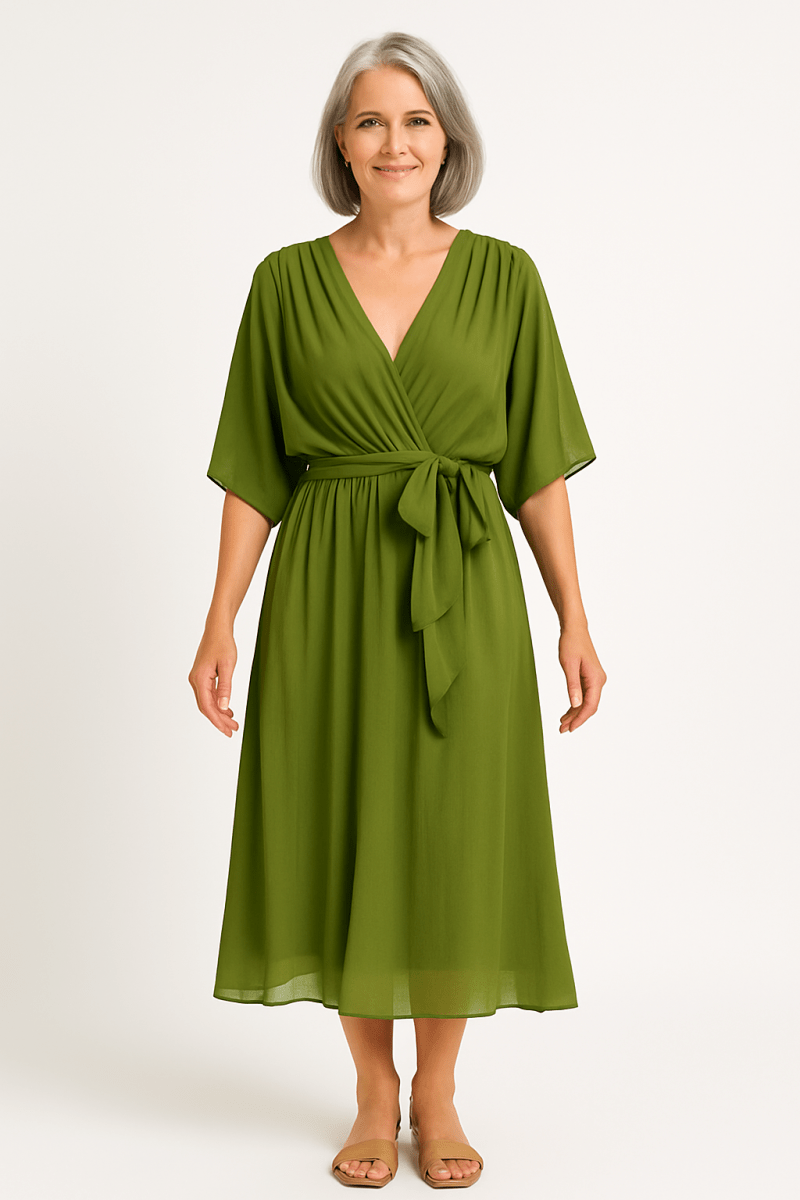 Claire™ | Tie - Waist Midi Dress - Barbara & Late Benjamin