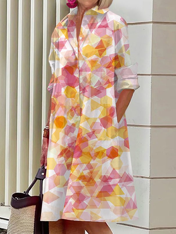 Danica | Chic Geometric Shirt Dress - Barbara & Late Benjamin