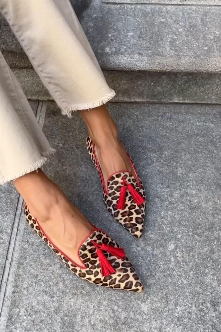 Daphne | Pointed Loafer With Red Tassels - Barbara benjamin new york