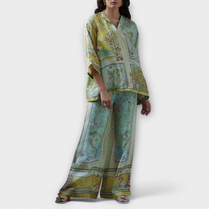 Maria - Digital Print Set with Trumpet Sleeves