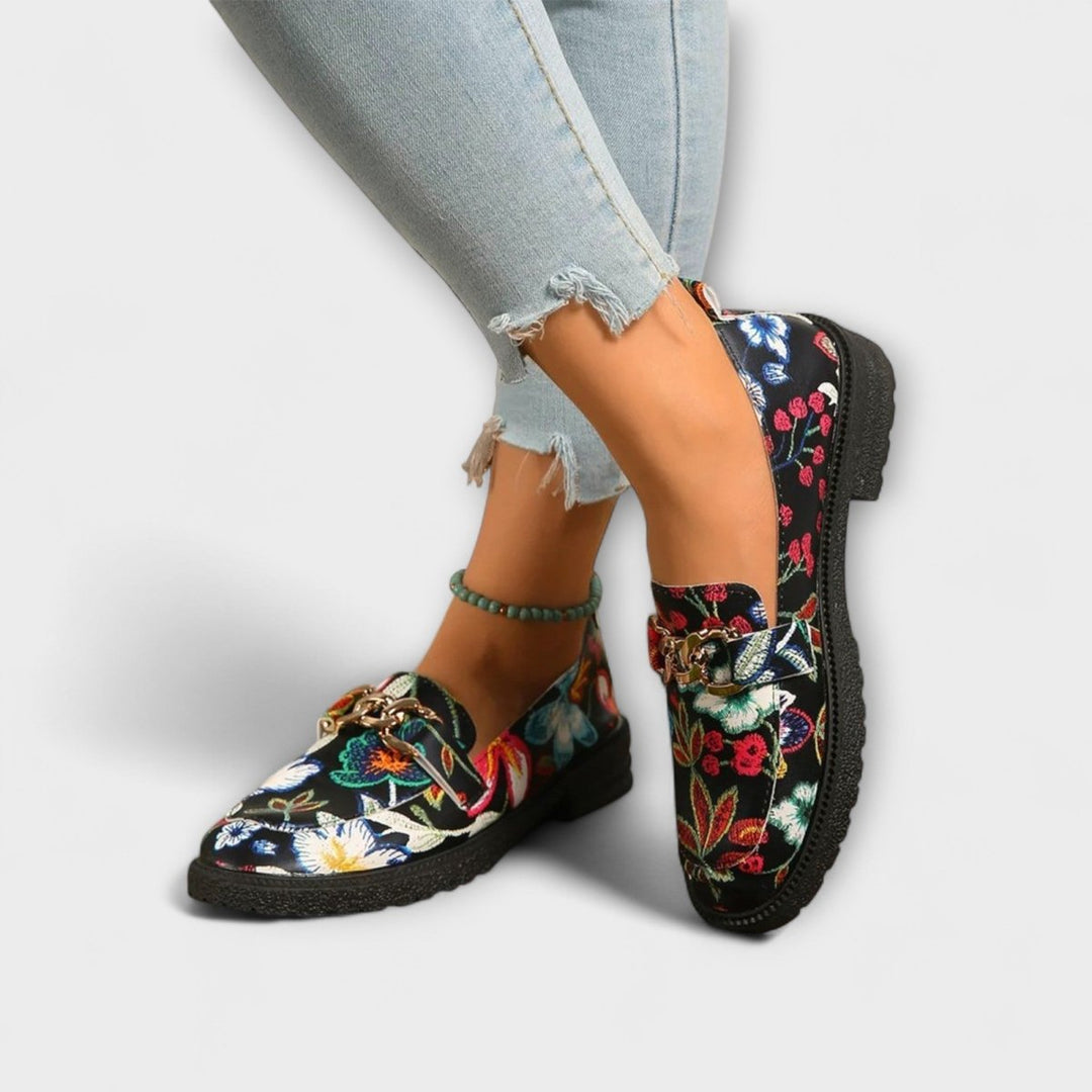 Elena | Floral Multicolored Moccasins - Barbara benjamin new york