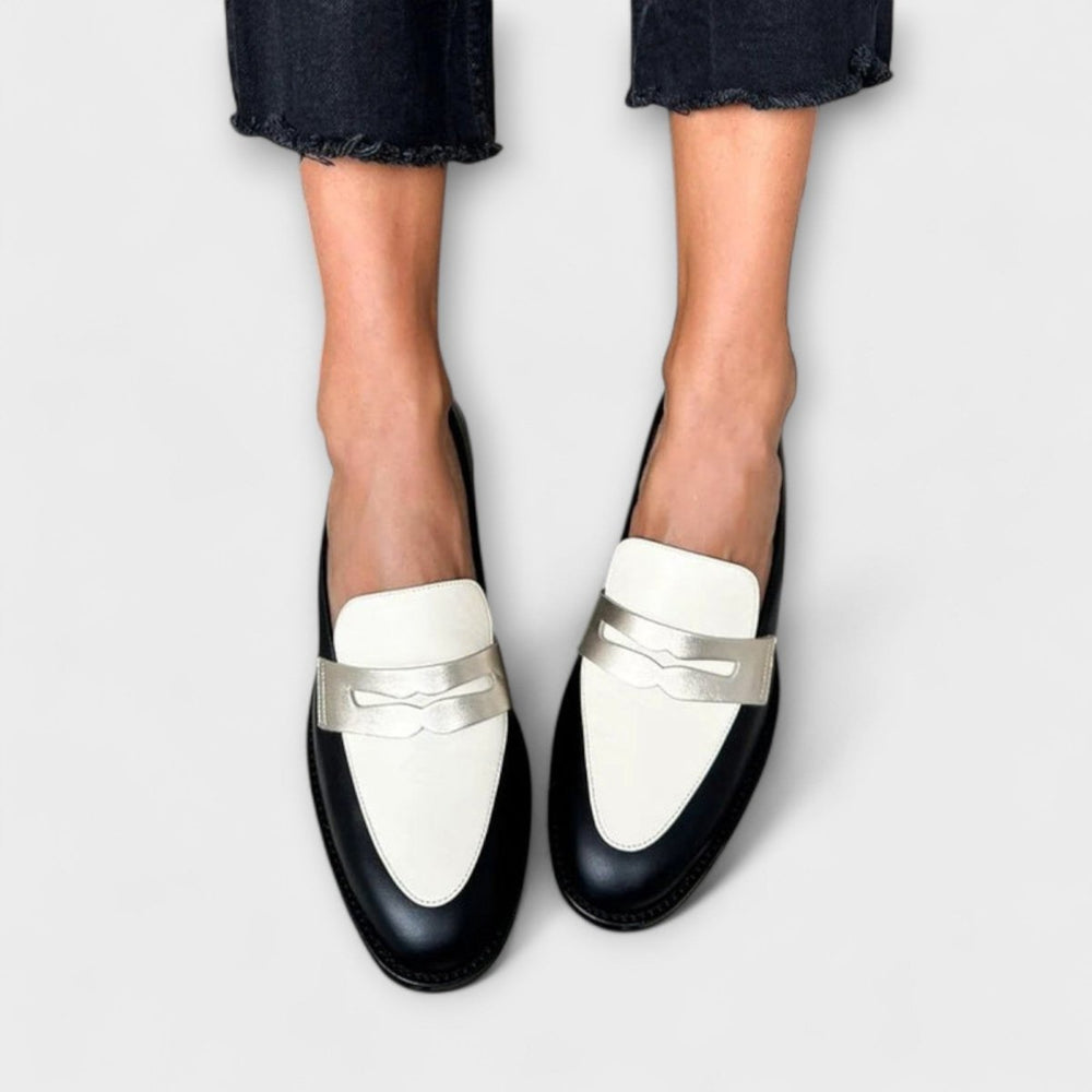 Elena | Shimmering Black Moccasins - Barbara benjamin new york