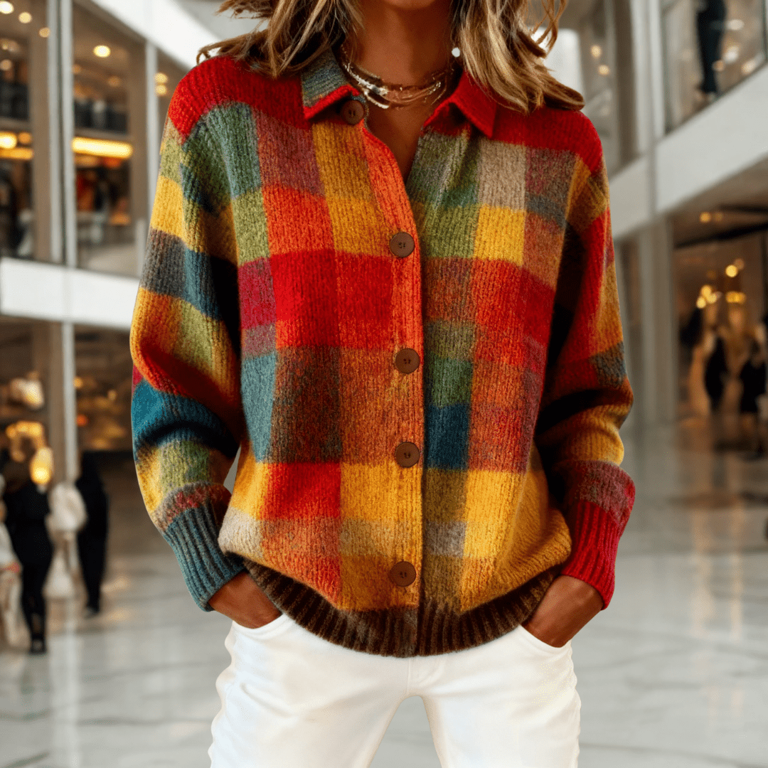 Elise™ - Everlasting Check Cardigan - Barbara benjamin new york