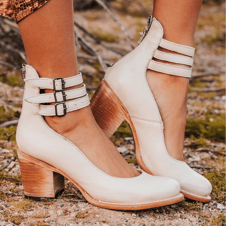 Elsa | Vintage Leather Strap Heels - Barbara benjamin new york